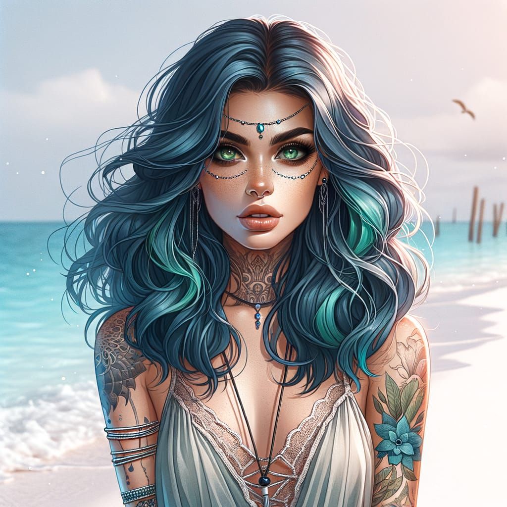 Water Nymph Temptress on White Sand Beach