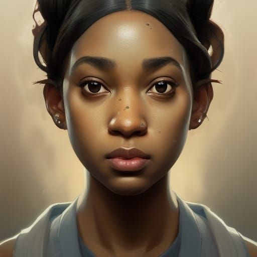 Detailed Portrait in Art Nouveau Style