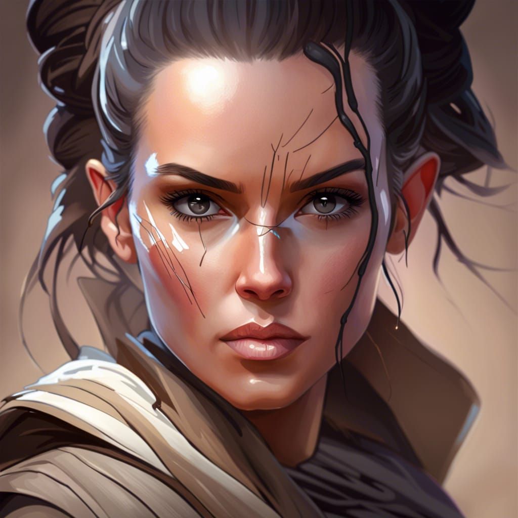 Jedi Rey Portrait in Dynamic Lighting