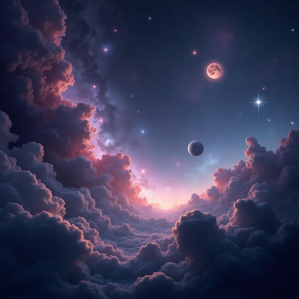 Surreal Galaxiescape in Cosmic Art Style