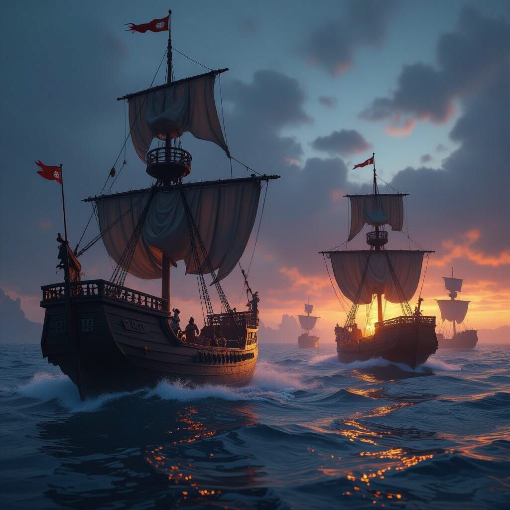 Epic Medieval Warships Battle on Indiana Ocean