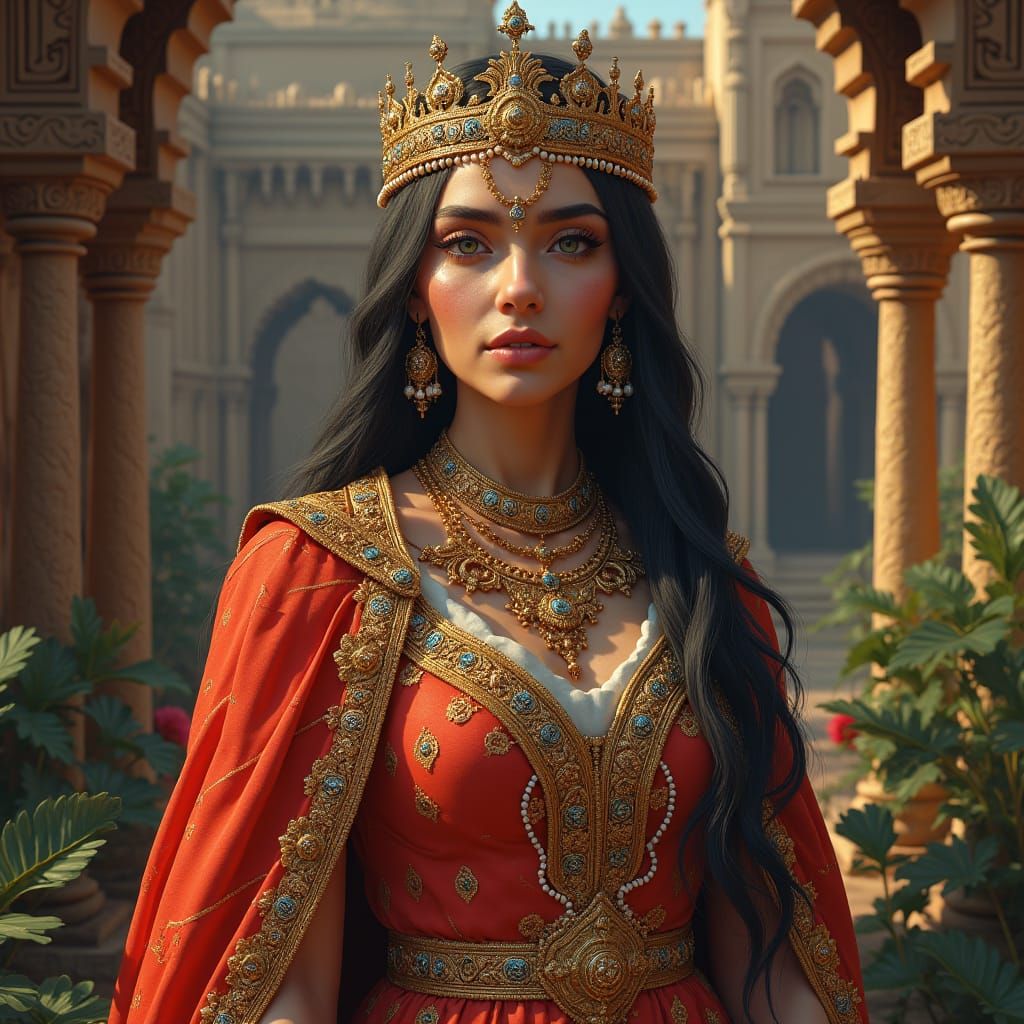 Queen Esther of Persia: Hyperrealistic Regal Portrait