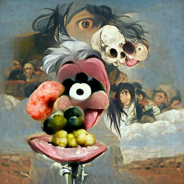 Memento Mori Skull with Muppet Eyes