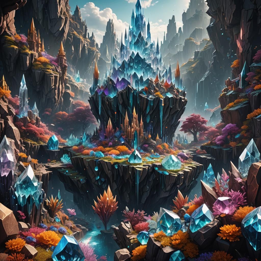 Crystalline World: Detailed Fantasy Concept Art