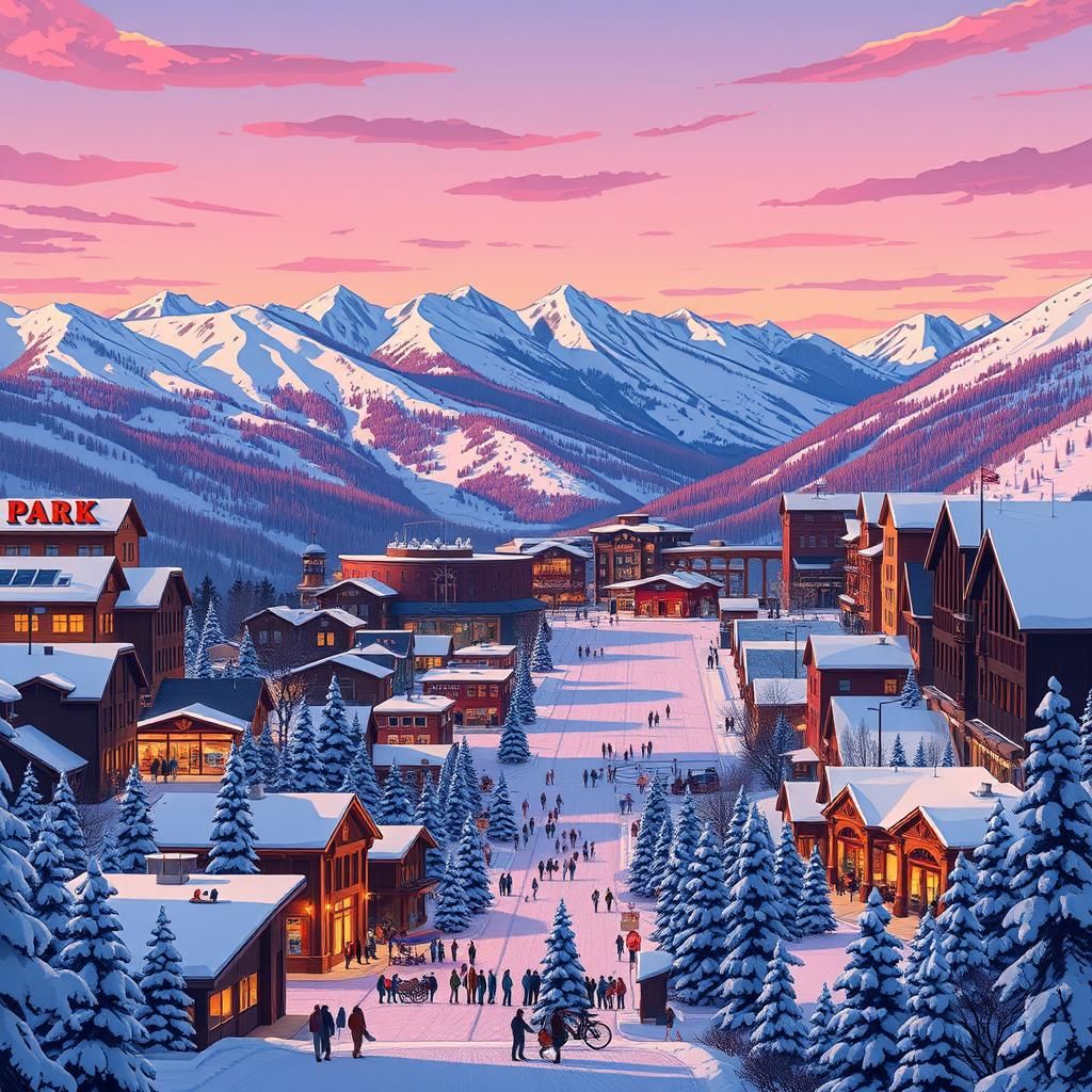 Park City Ski Resort in Detailed Manga Style