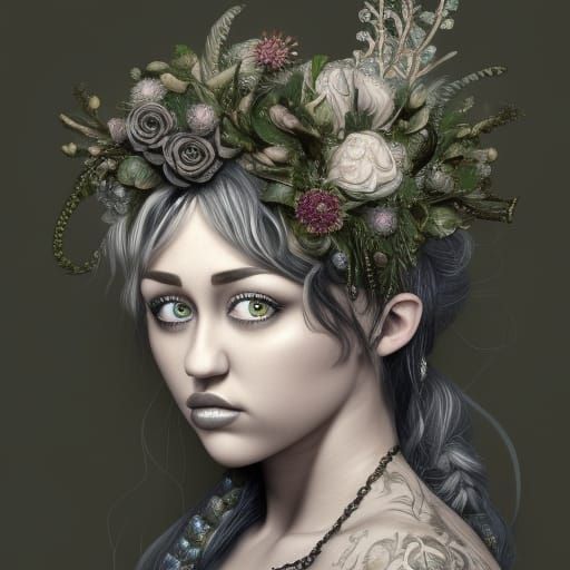 Gothic Flower Fairy in a Fantasy Garden