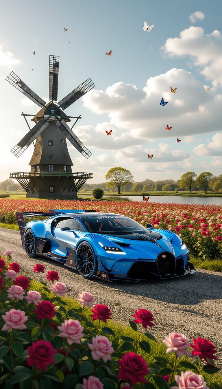 Bugatti Bolide in Syrian Rose Field, Netherlands