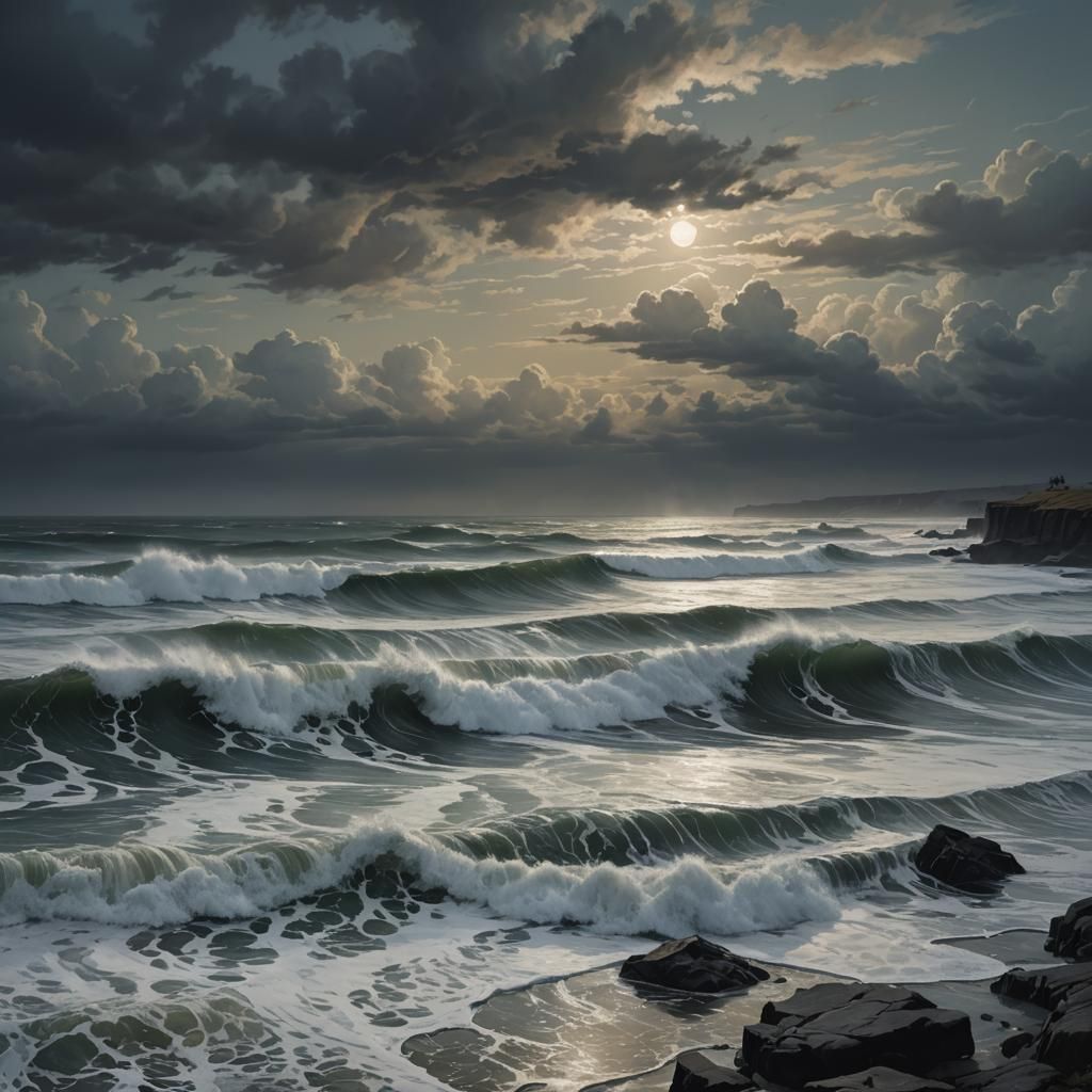 Sinister Ocean Scene Reflecting Time's Passage