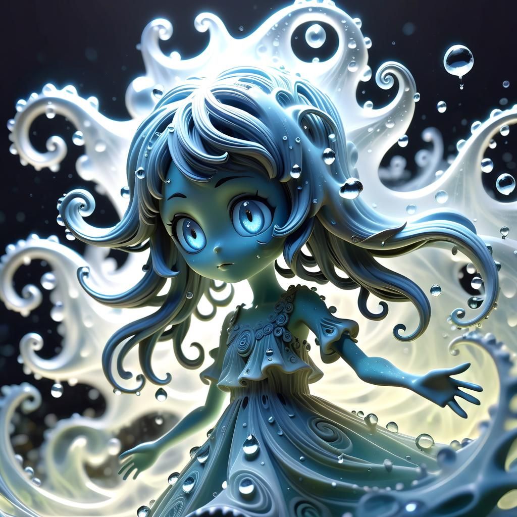 Dewdrop Ghost Girl in Dreamcore Fantasy