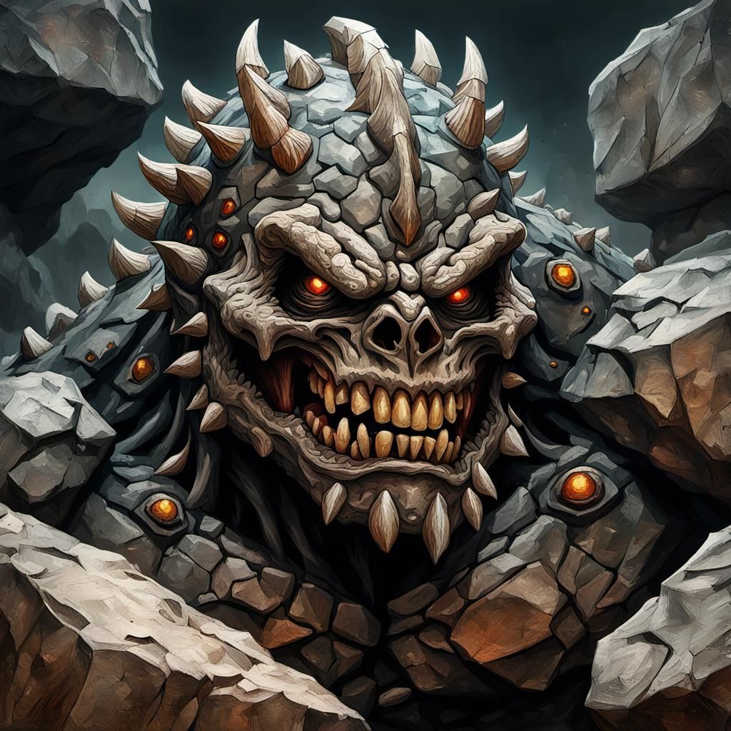 Gothic Rock Monster Tattoo Design in an Impressionist Style