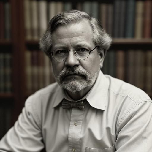 Old American Novelist Portrait in Warm Lighting