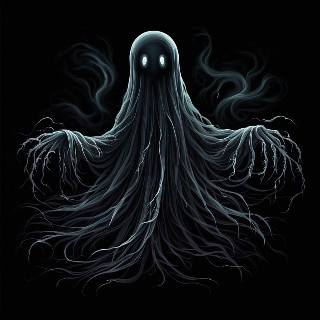 Eerie Ghostly Apparition in Black Space