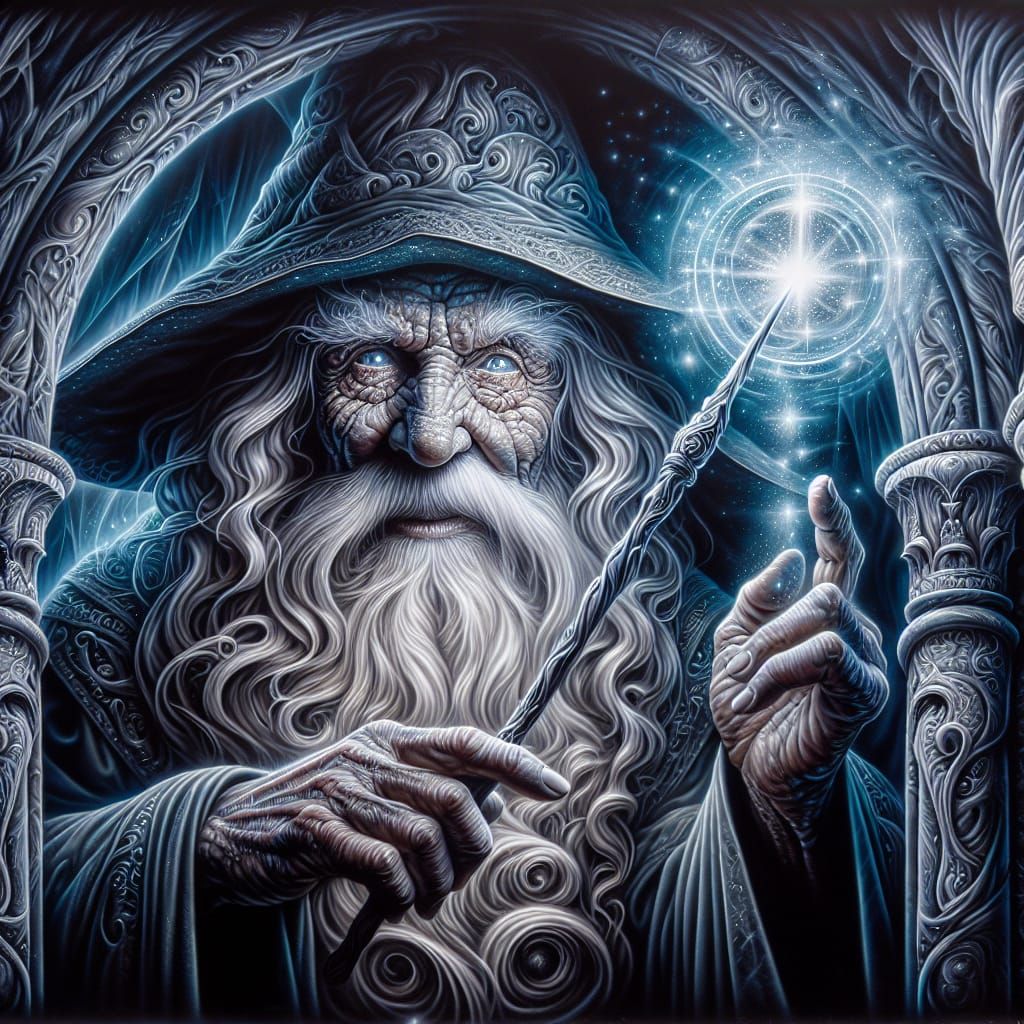 Detailed Wizard Portrait in Dark Fantasy Art Style