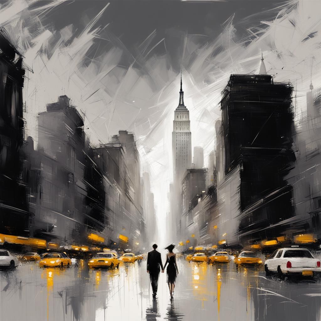 New York City Panoramic in Distressed Grunge Style