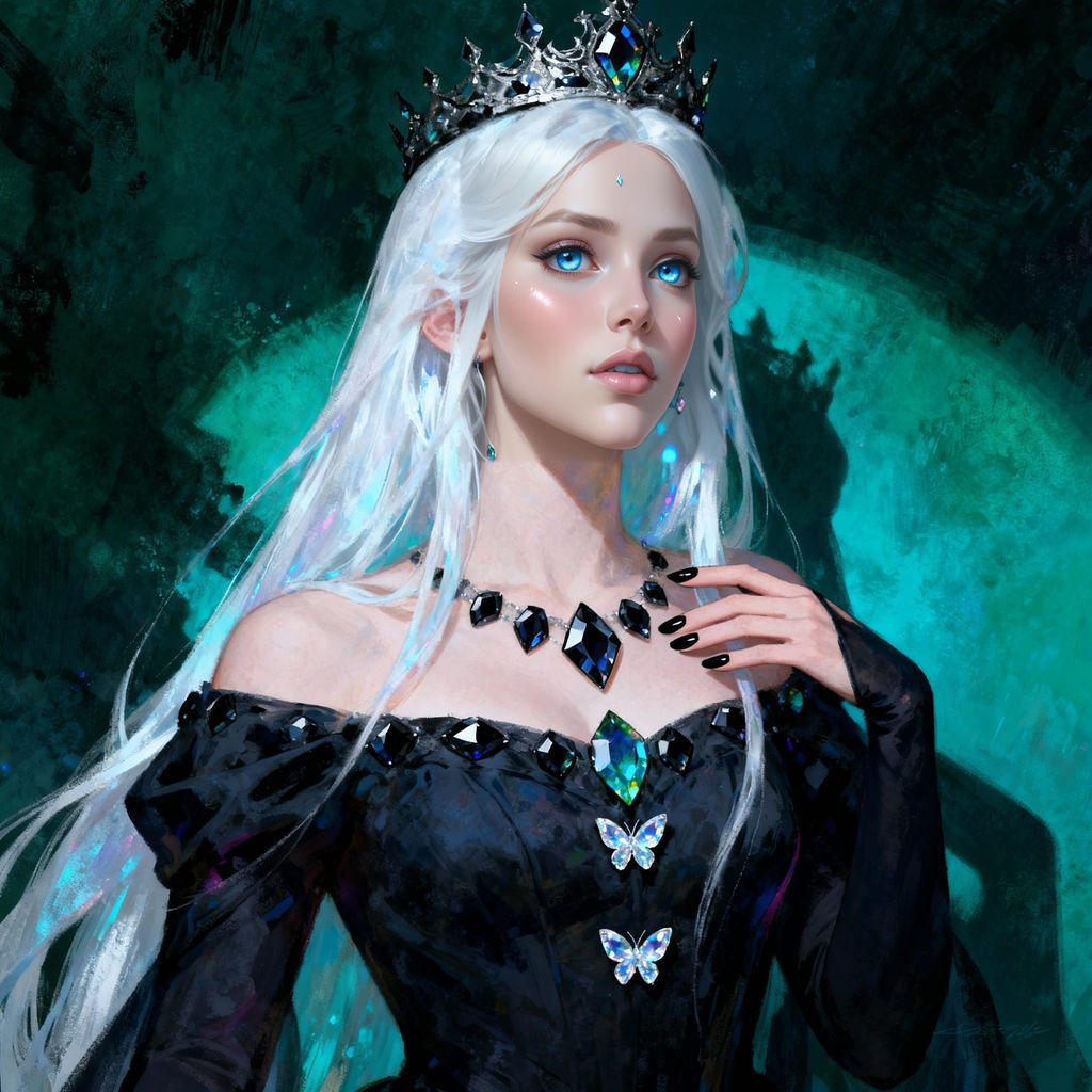 Princess with Ice Hair and Diamond Crown