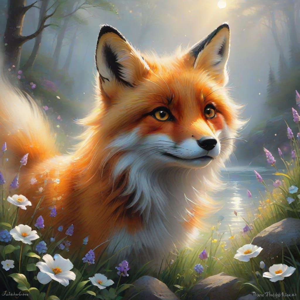 Adorable Fox Bathed in Ethereal Light