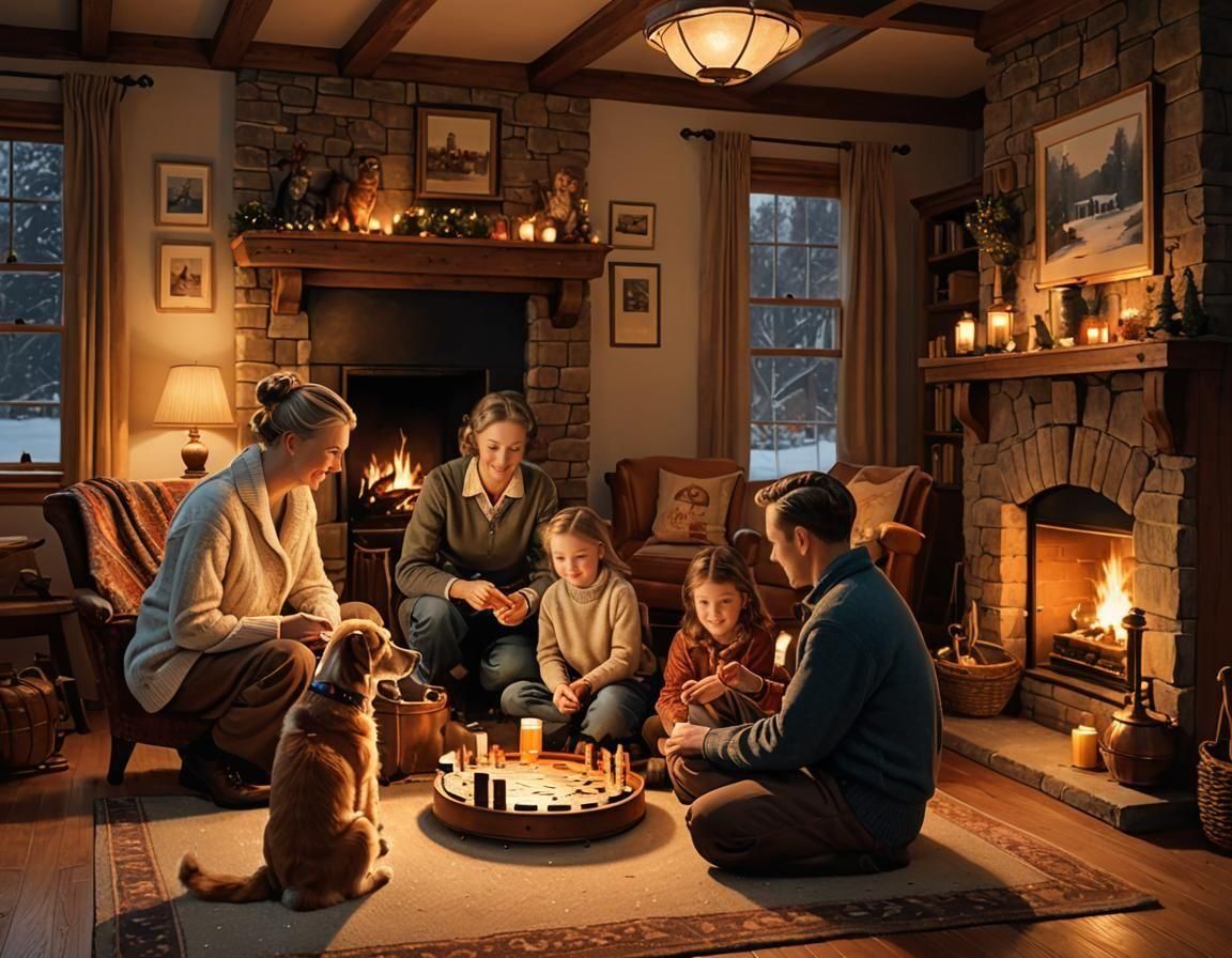 Cozy Family Game Night in Americana Style