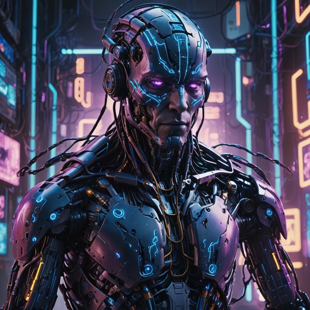 Cyberpunk Creature Breaks Chains in Electric Light