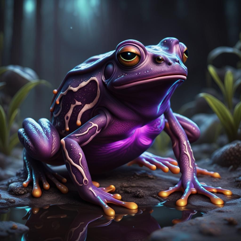 Bioluminescent Demonic Frog in Detailed Matte Painting