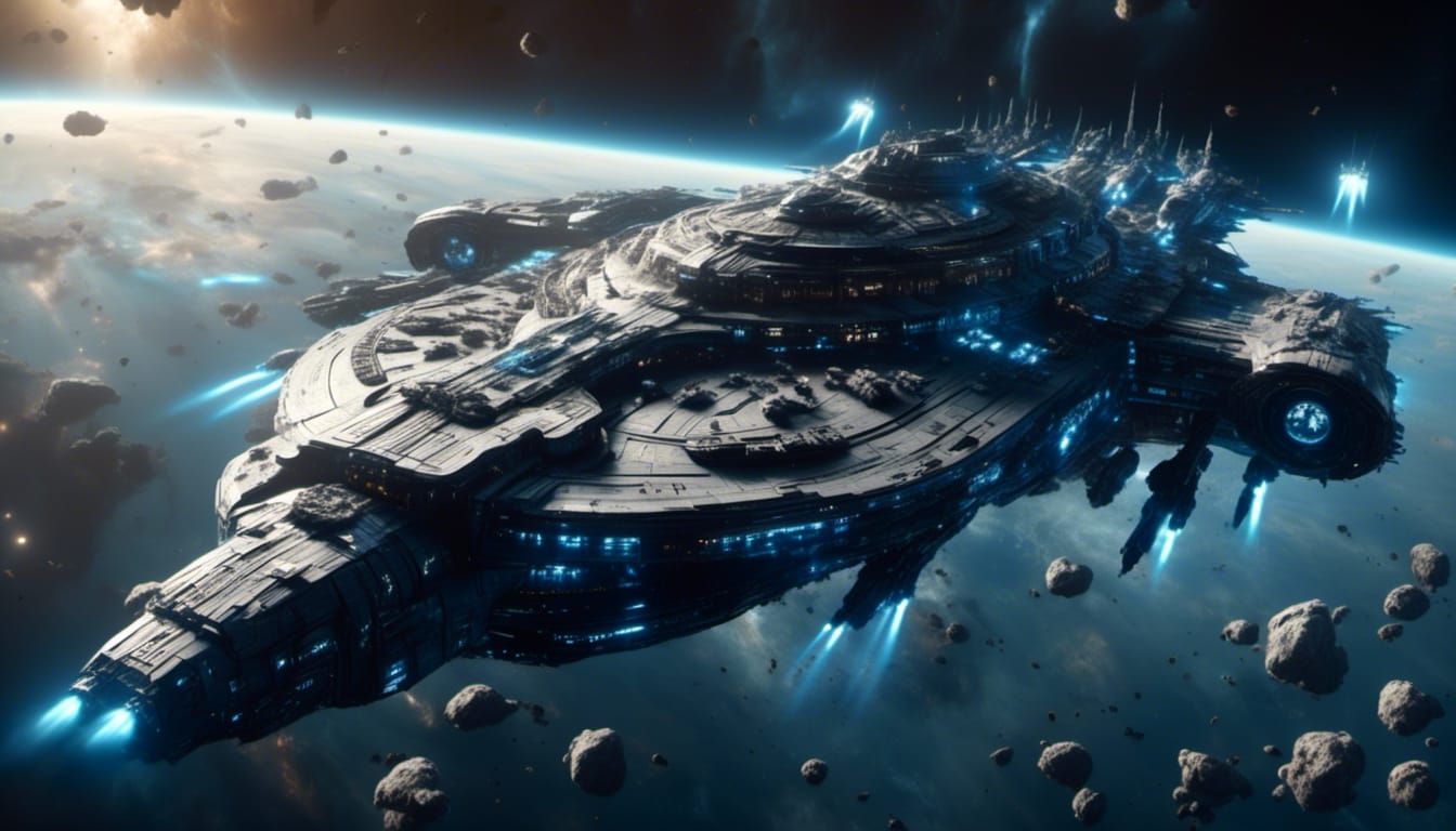 Capital Spaceship Dominates Space with Viper Squadron