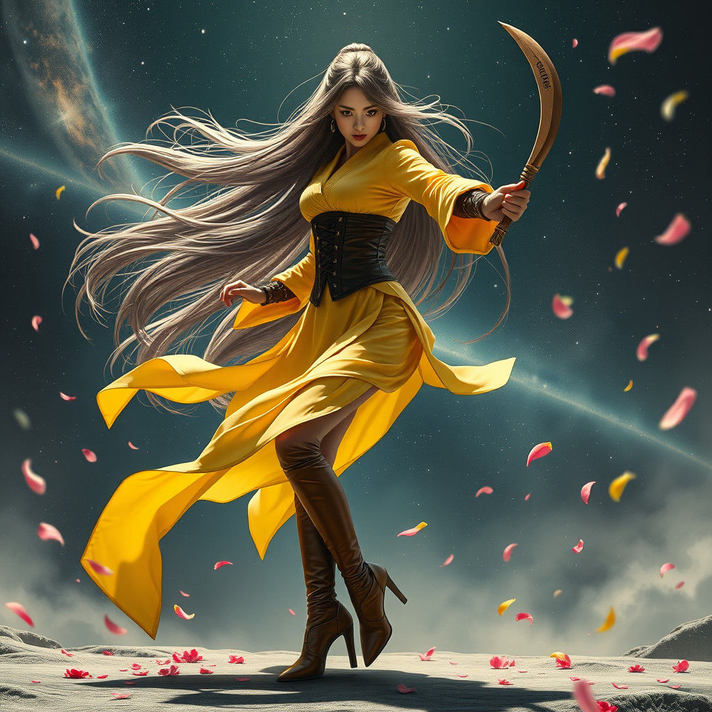 Ethereal Japanese Ninja in Celestial Void