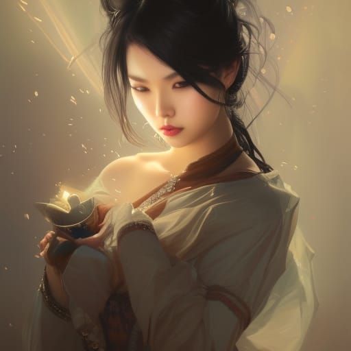 Exotic Gothic Dreamgirl Portrait in Art Nouveau Style