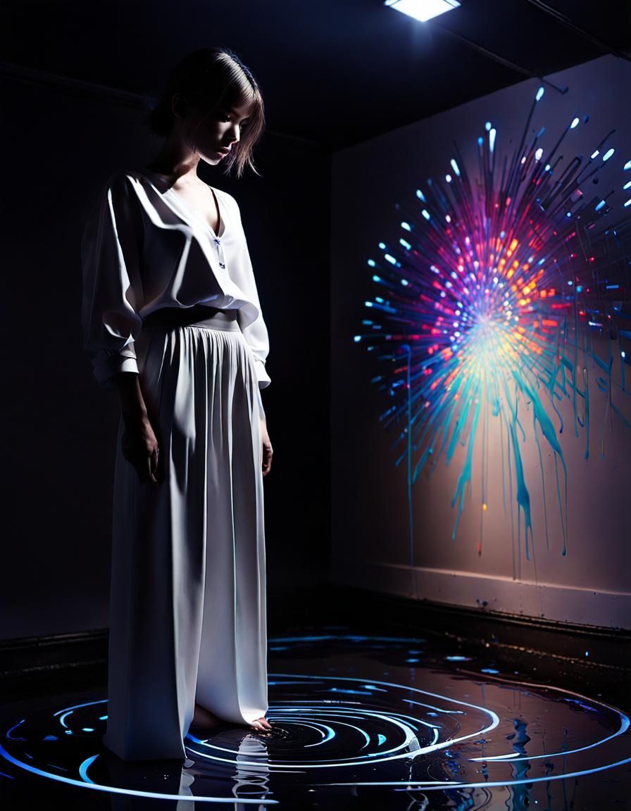 Abstract UV Light Painting: Sitting in Regret