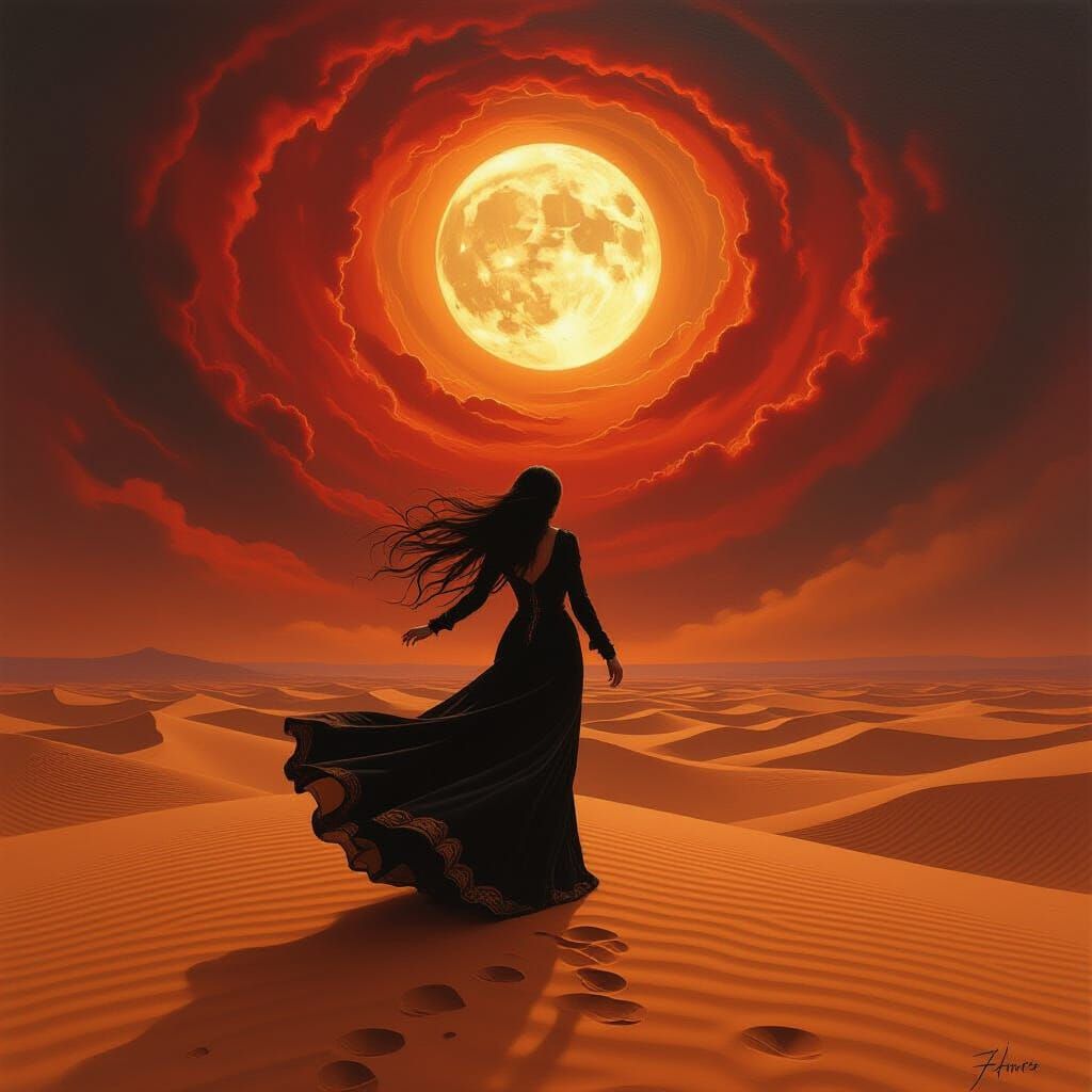 Epic Desert Dancer in Impasto Oil Painting Style