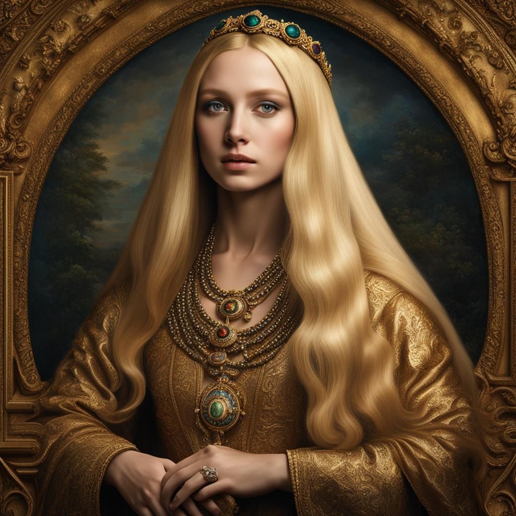 Gothic Venus Portrait with Golden Halo