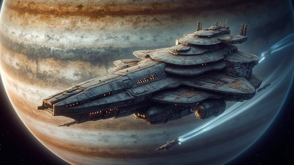 Cyberpunk Space Pirate Vessel in Dark Futurism Style