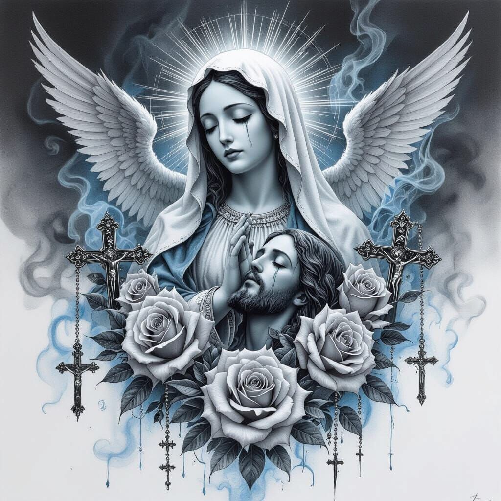 Dramatic Tattoo Art: Roses, Crosses, and Faith