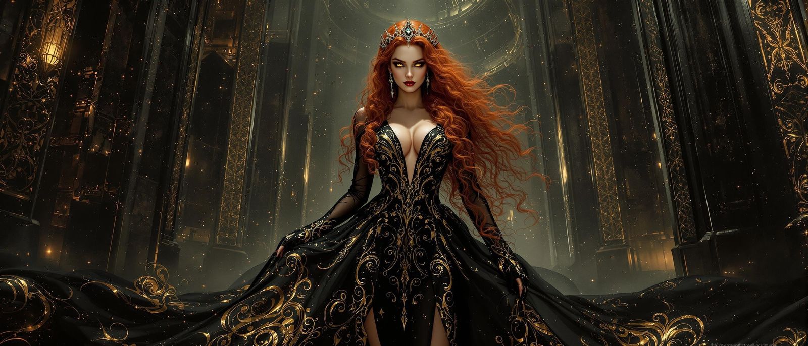 Ethereal Vampire Queen in Futuristic Gown, 2932 AD