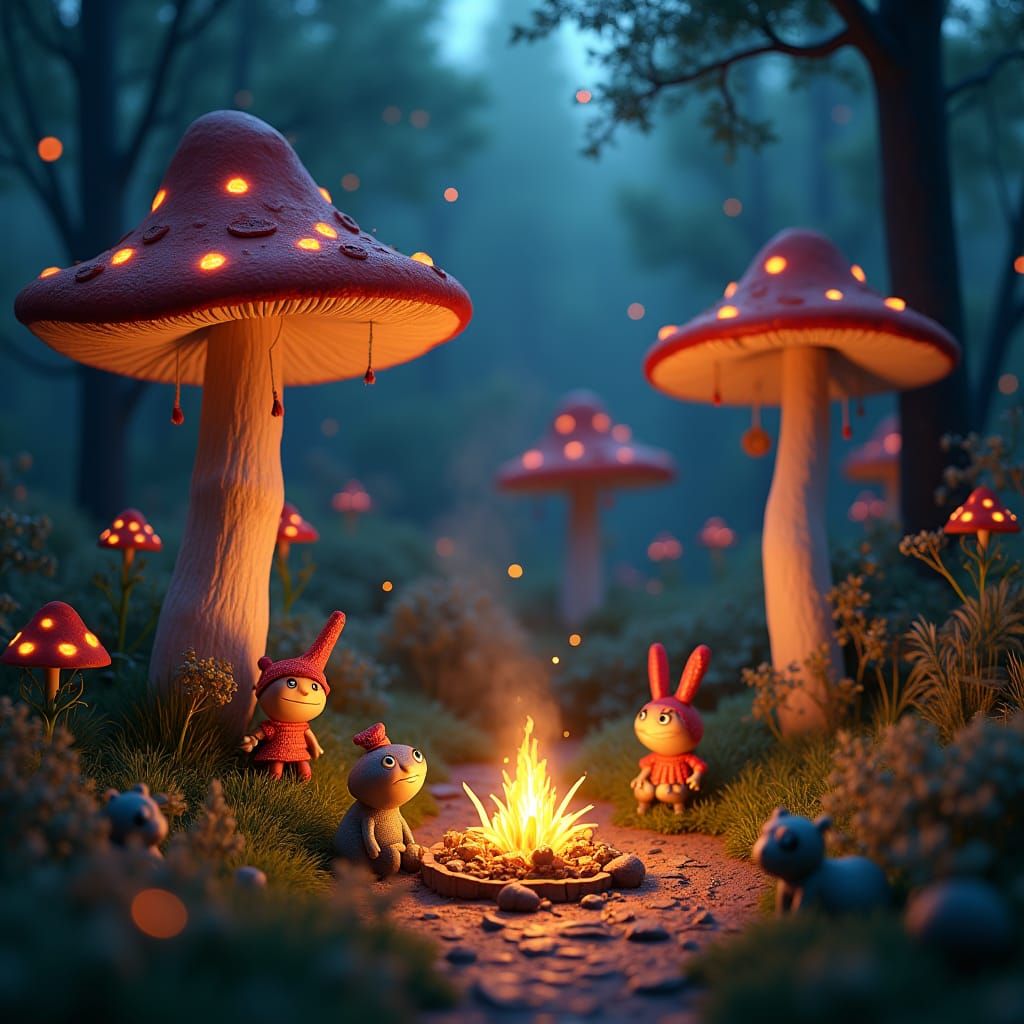 Enchanted Fairy Village at Dusk in 8k