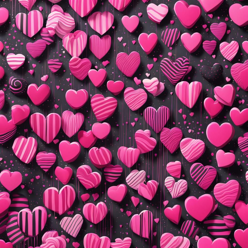 Striking Pink and Black Heart in Pop Art Style