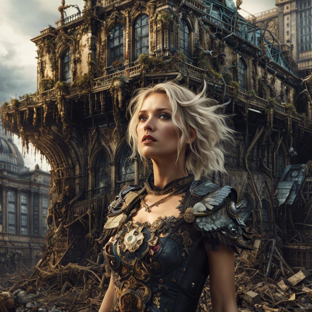 Woman Standing In Front of Post-Apocalyptic Big Ben