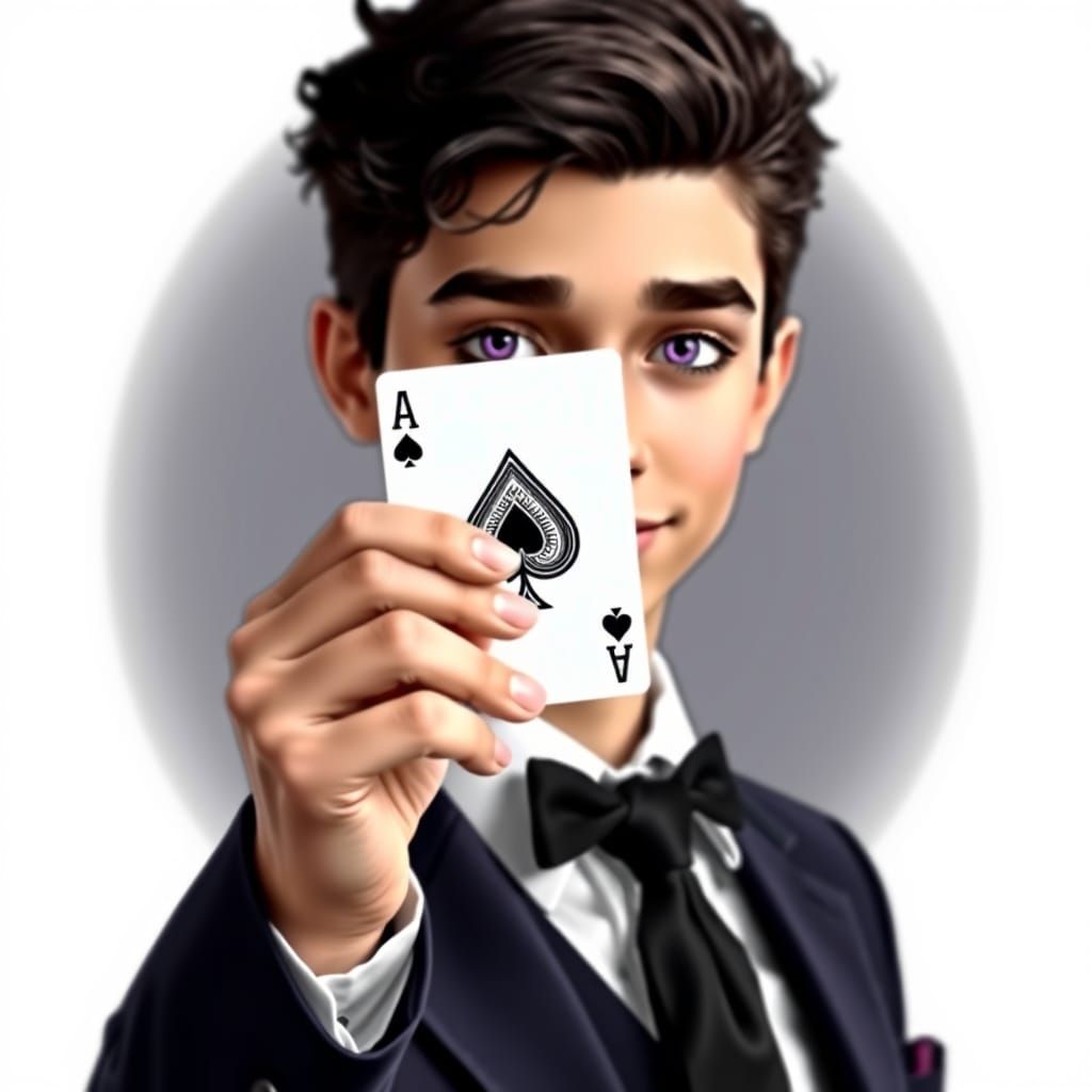 Man Smirks Holding Ace of Spades