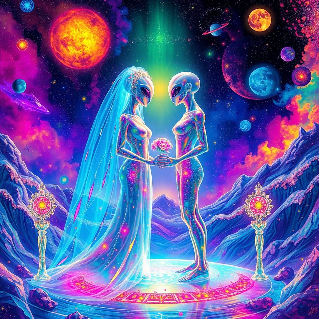 Iridescent Alien Wedding in Visionary Style