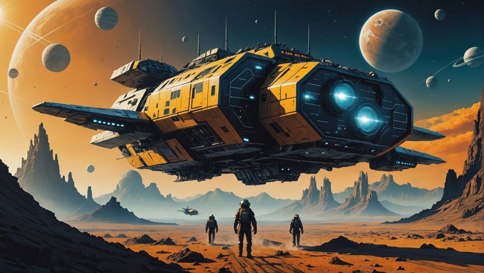 Modern Sci-Fi Film Poster in Chris Foss Style