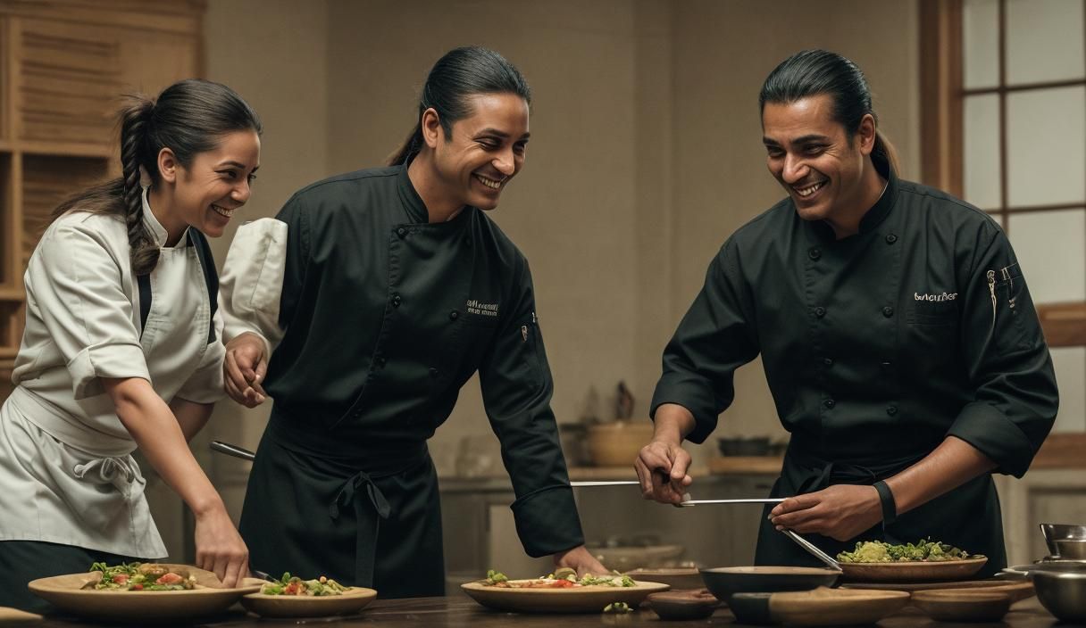 Female Chef Prepares Feast in Cinematic Style