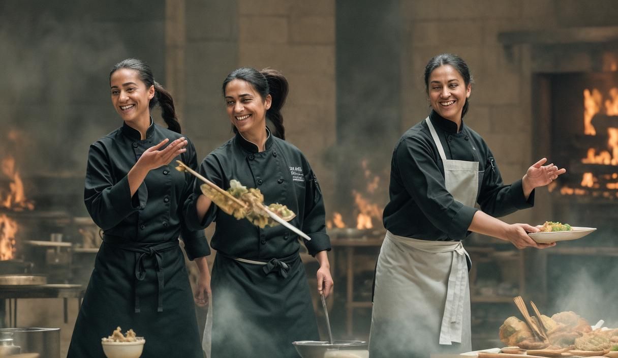 Female Chef Prepares a Feast: Cinematic Still
