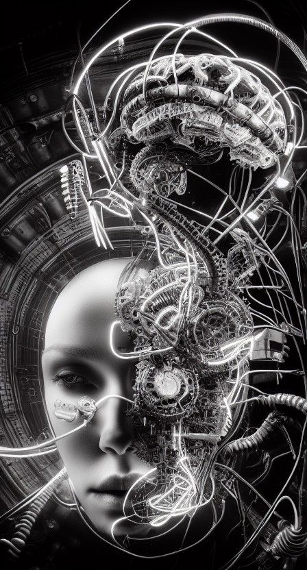 Intricate Cyborg Brain Surgery in Steampunk Style