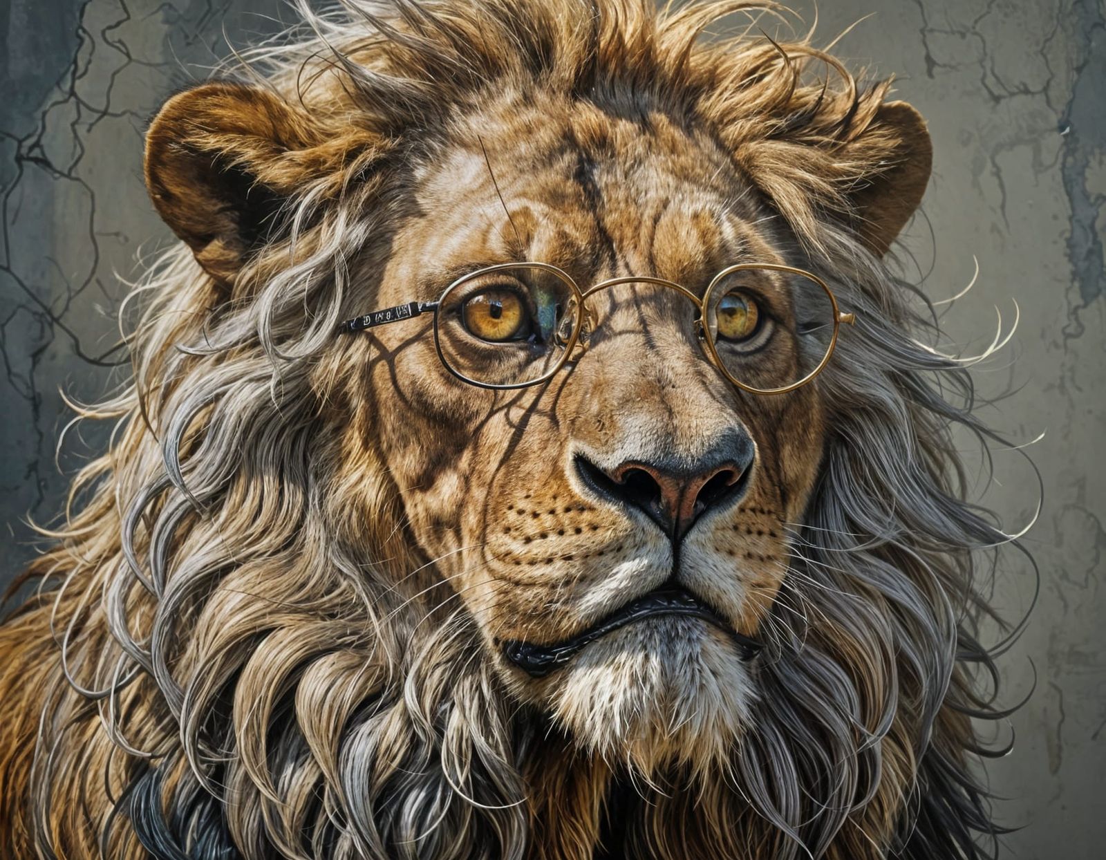 Wise Lion in Spectacles