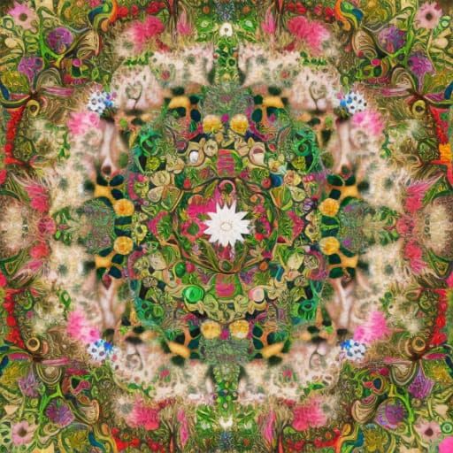 Photorealistic Flowers Dissolving into Ornate Seed Orbs