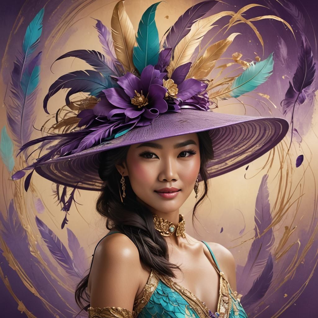Elegant Thai Woman in Elaborate Derby Hat