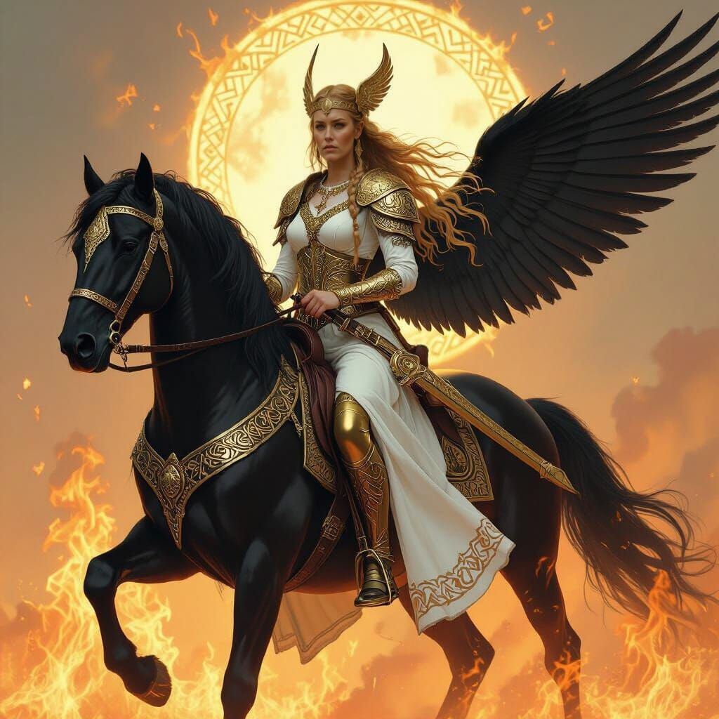 Brunhild: Viking Warrior Goddess on Winged Steed