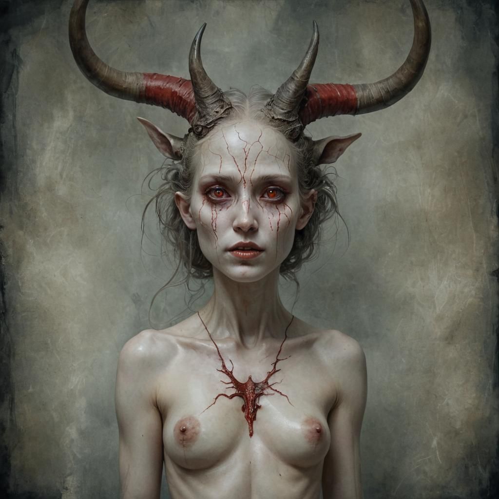 Ethereal Woman with Visible Brain, Dark Fairytale