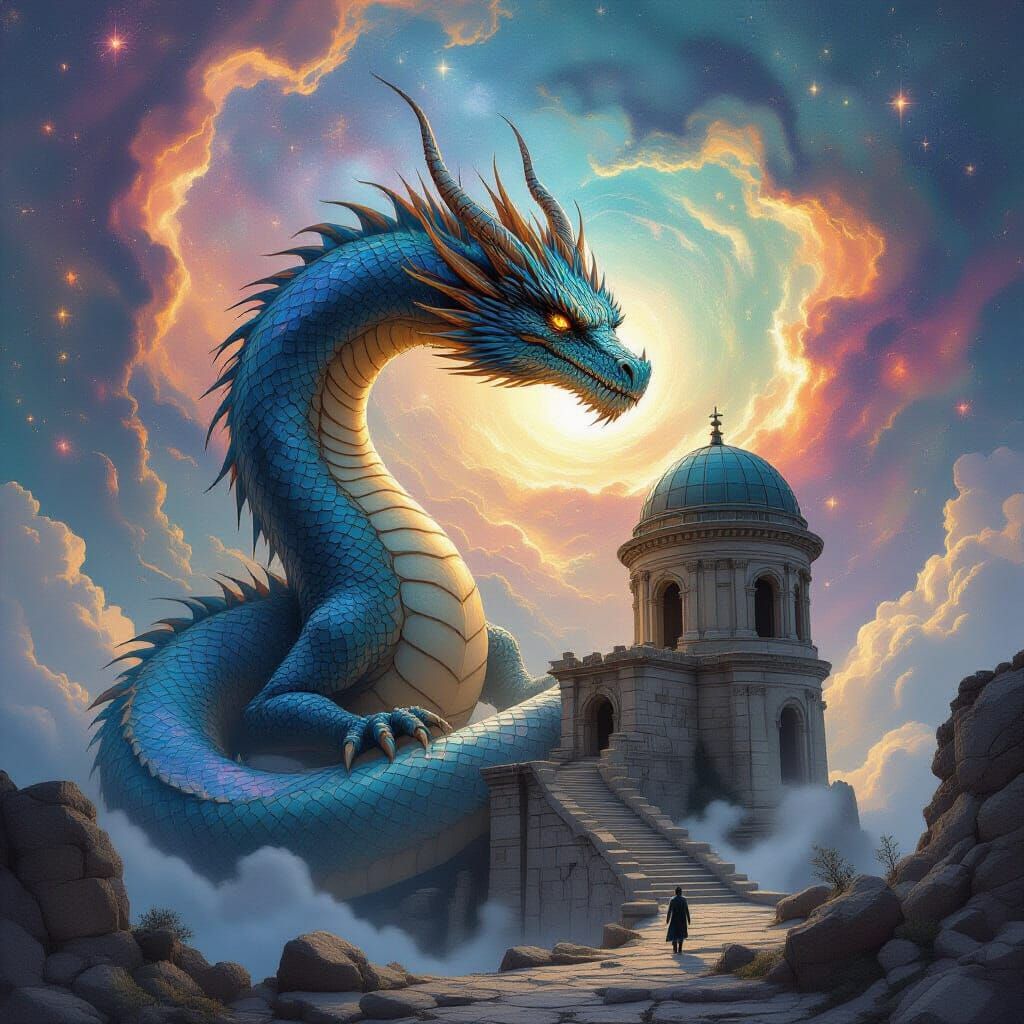 Ancient Dragon Coiled Around Celestial Observatory