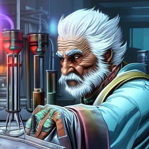 Hyperrealistic Mad Scientist in Laboratory Concept Art