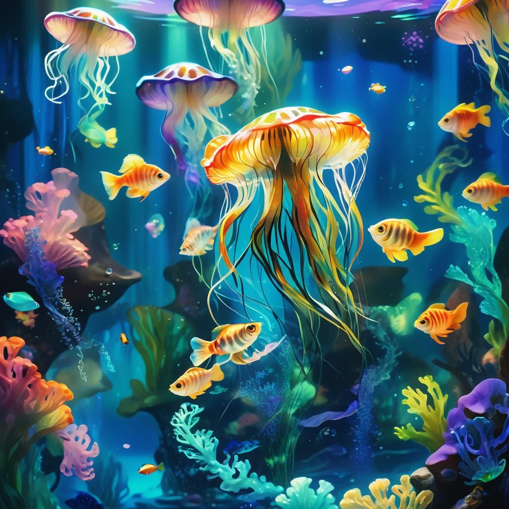 Guppies and Mermaids in Dentist Office Aquarium