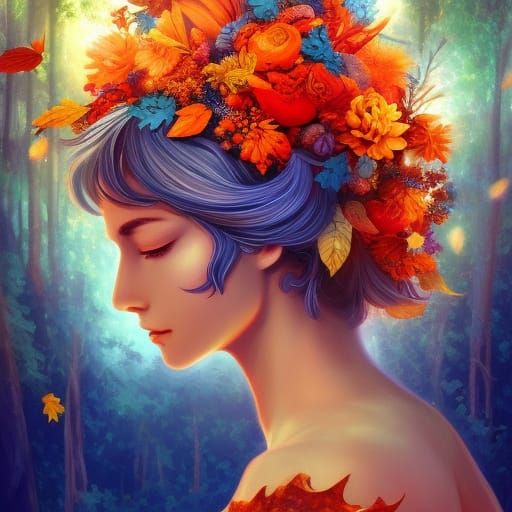 Goddess Libertas in Magical Forest Digital Painting